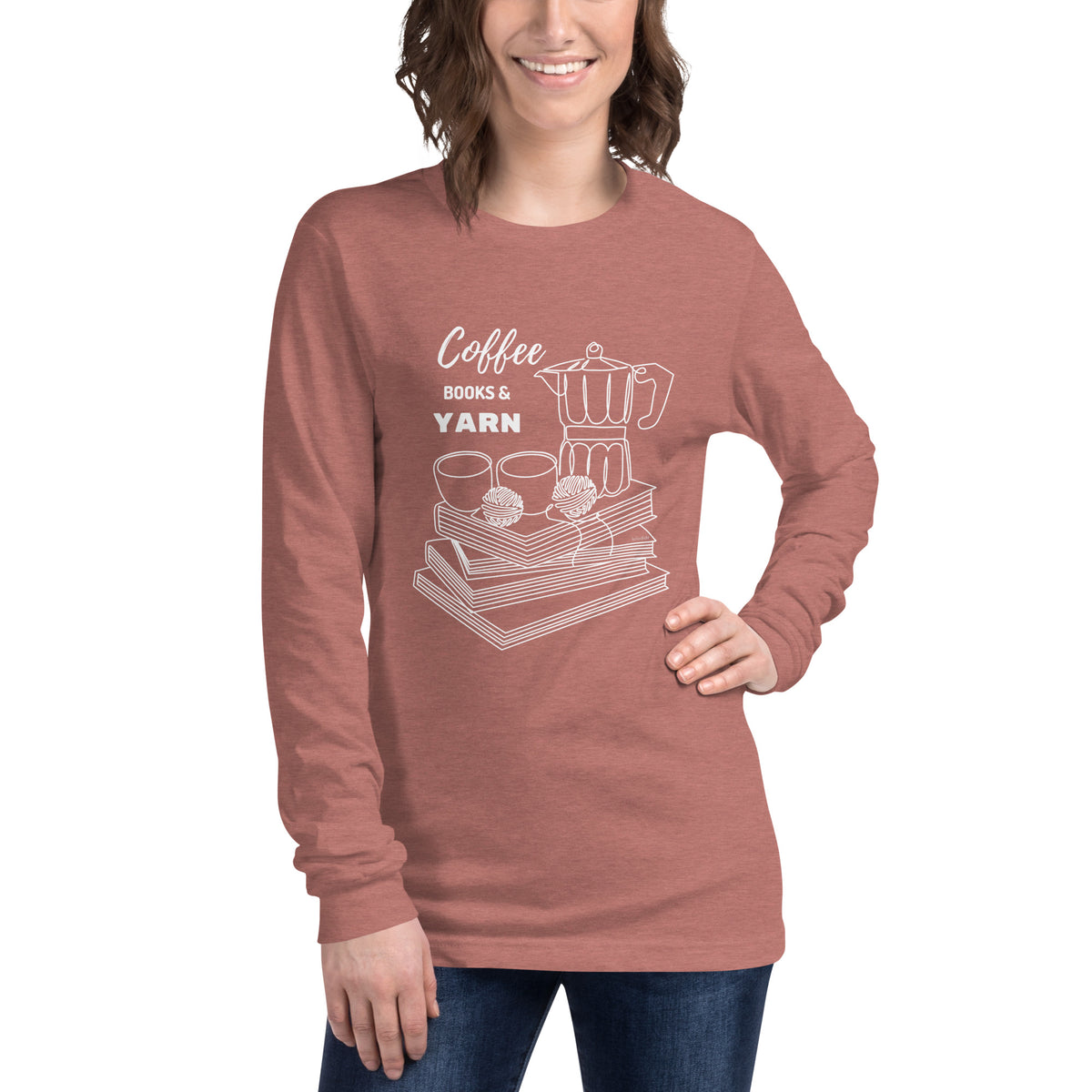 Coffee Books Yarn - Unisex Long Sleeve Tee