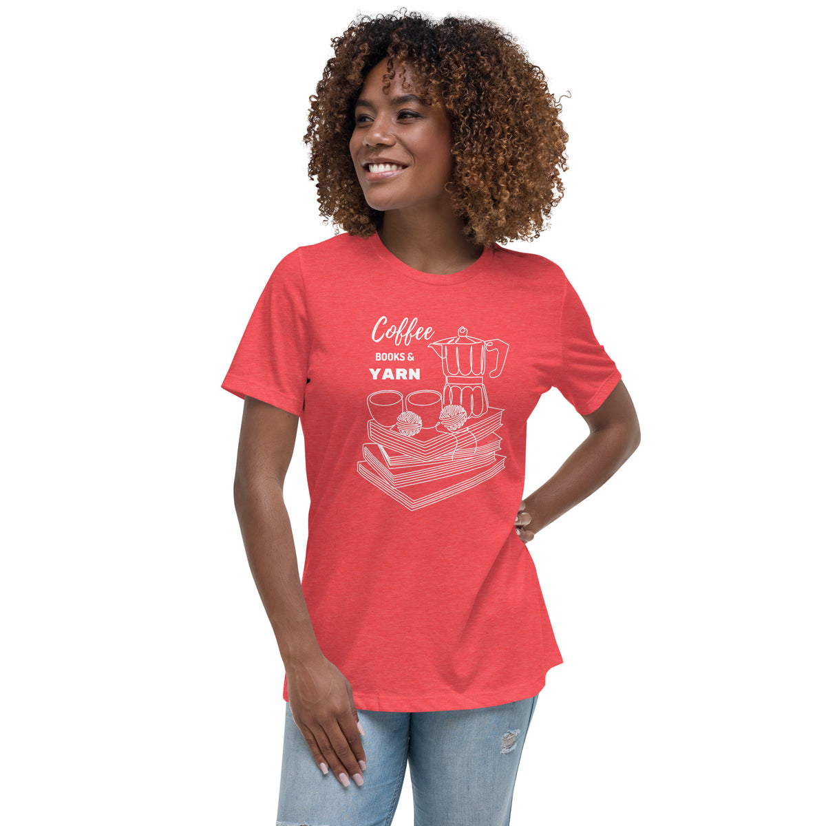 Coffee Books Yarn - Women's Relaxed T-Shirt