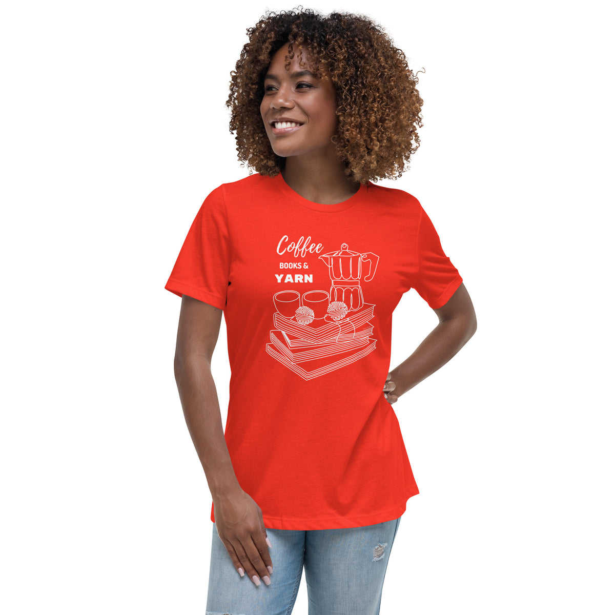 Coffee Books Yarn - Women's Relaxed T-Shirt