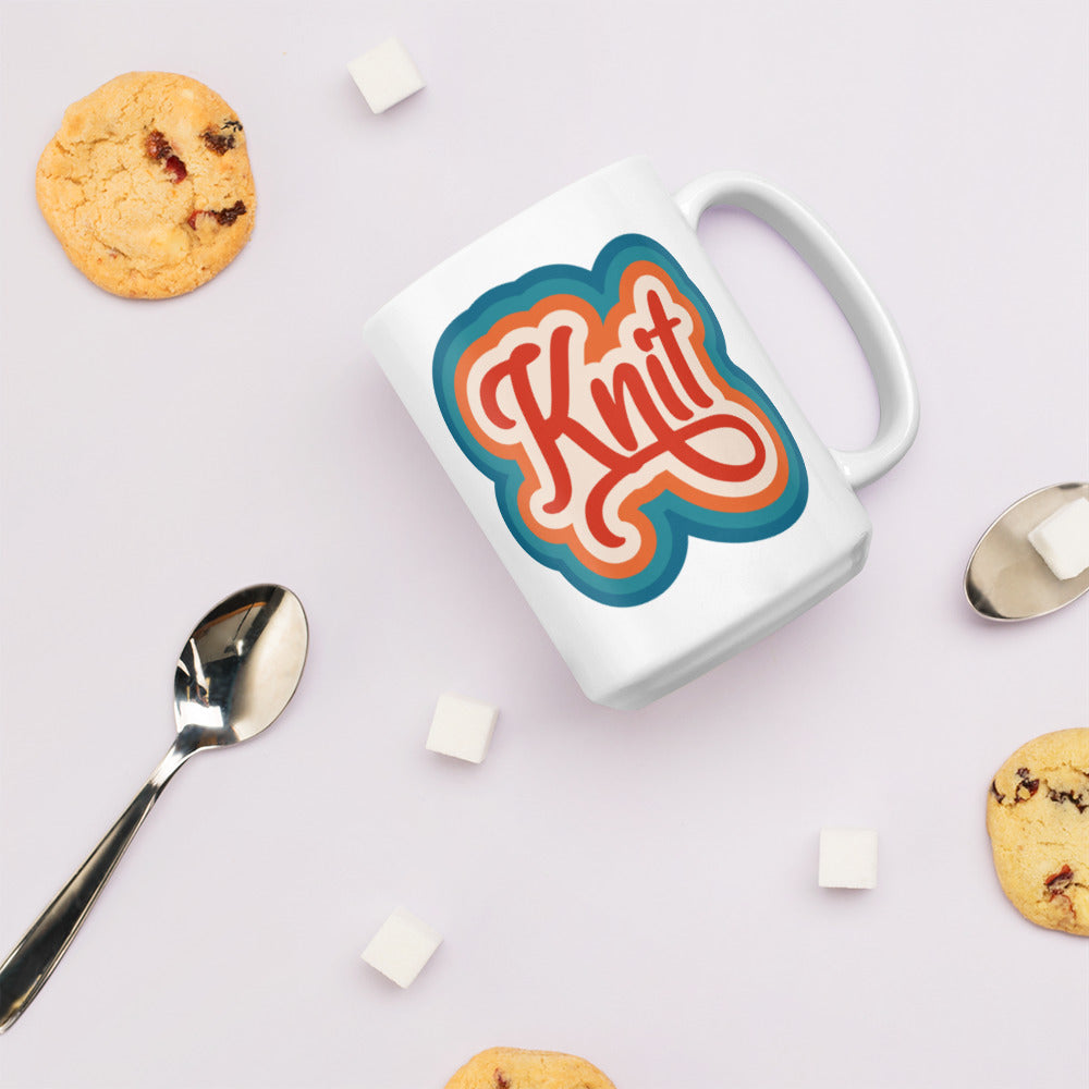 Retro Knit - White Glossy Mug