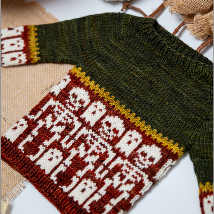 Little Boneyard Sweethearts Sweater by Tellybean Knits