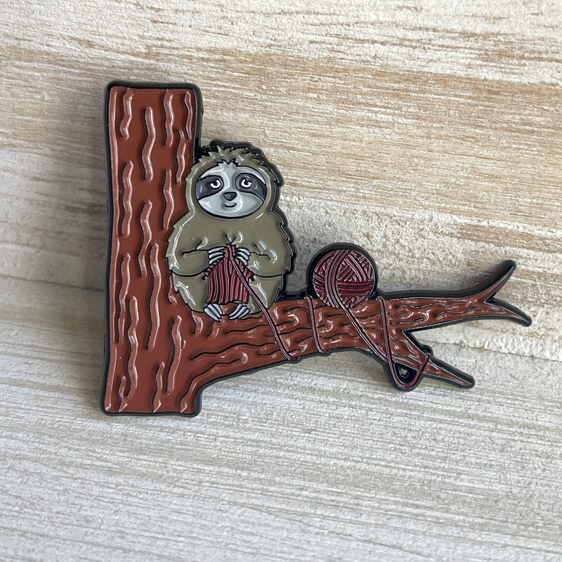 Slow Knitters Unite! - sloth enamel pin