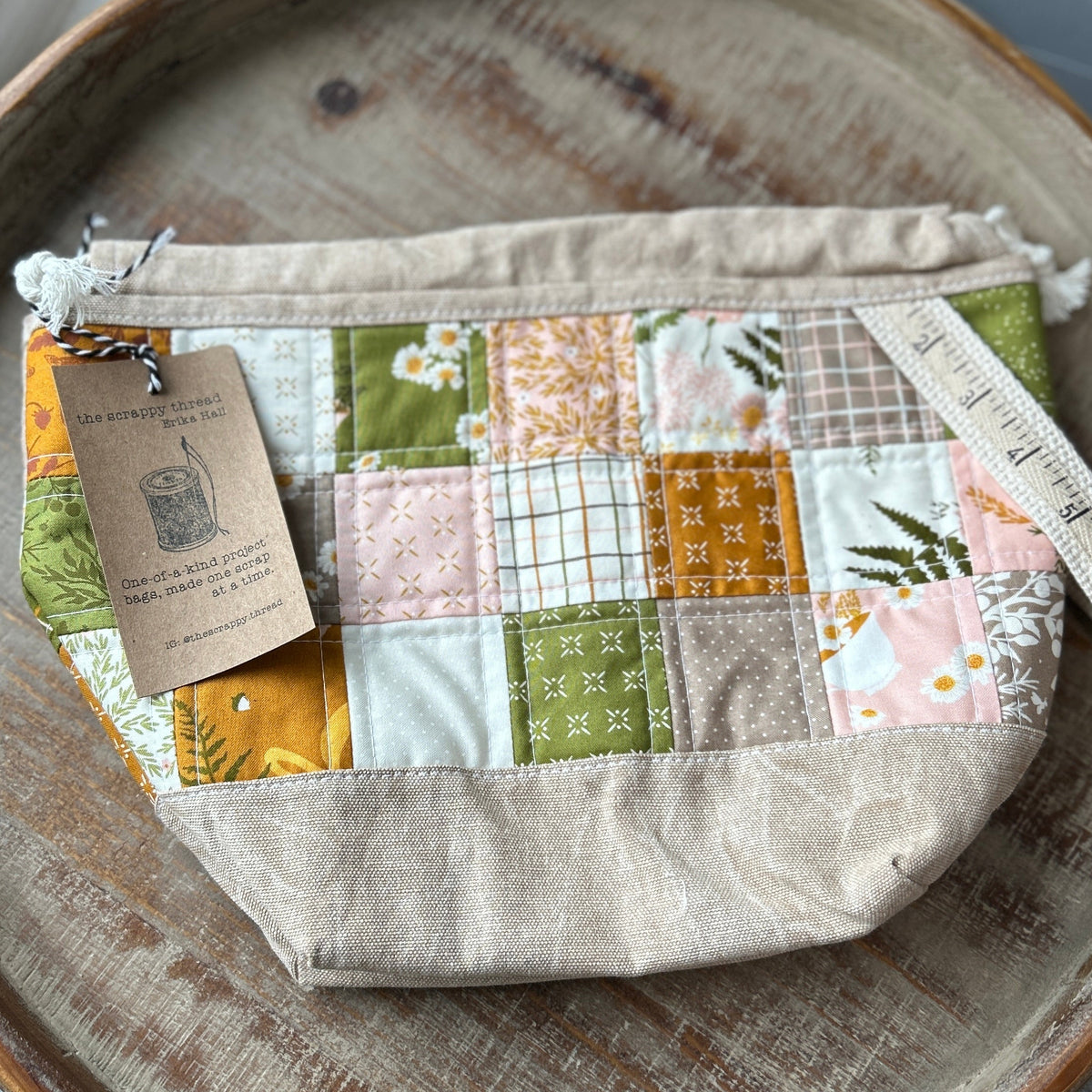Draw Sack Project Bag - No. 13 - the Scrappy Thread by Erika Hall