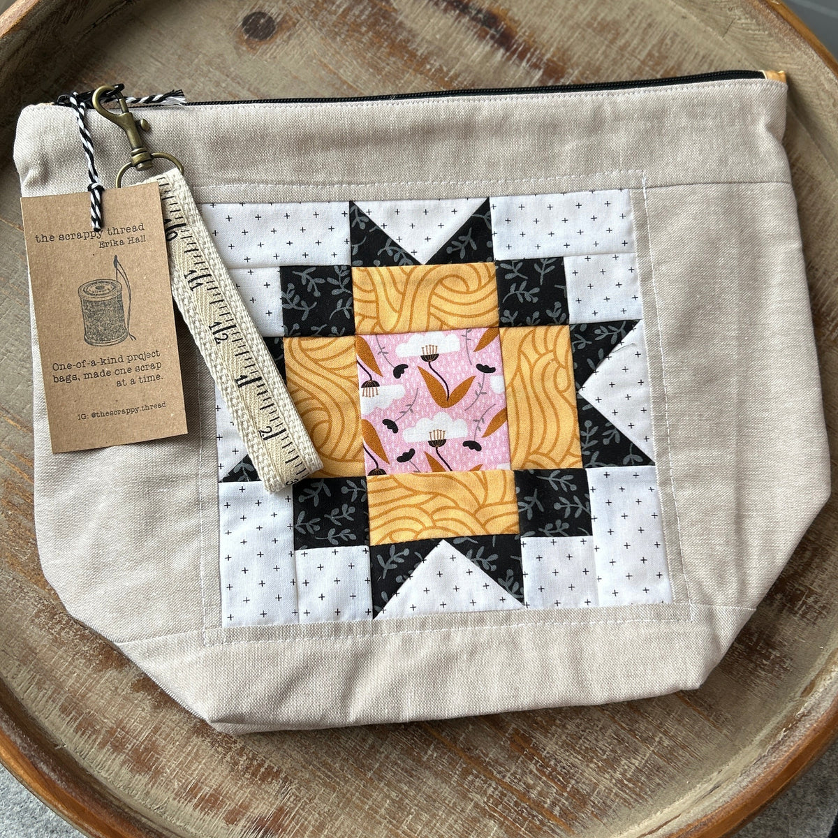 Zip Sack Project Bag - No. 3 - the Scrappy Thread by Erika Hall
