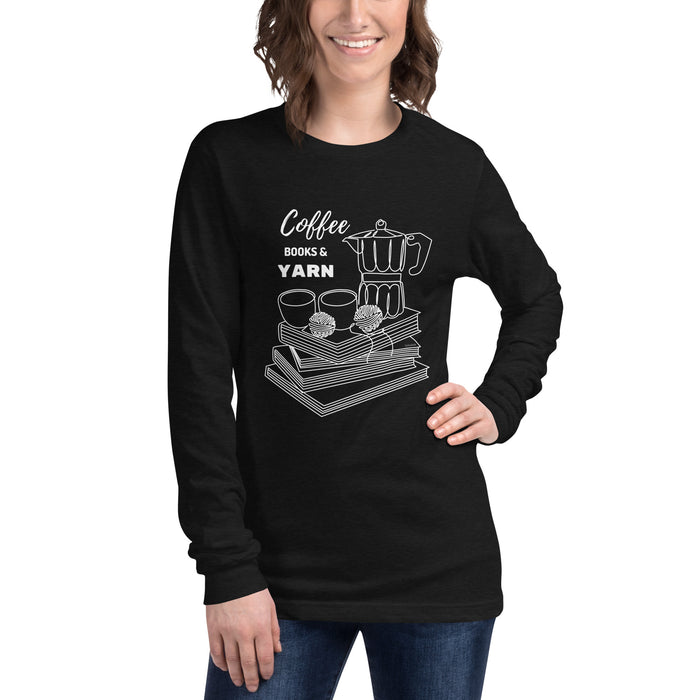 Coffee Books Yarn - Unisex Long Sleeve Tee