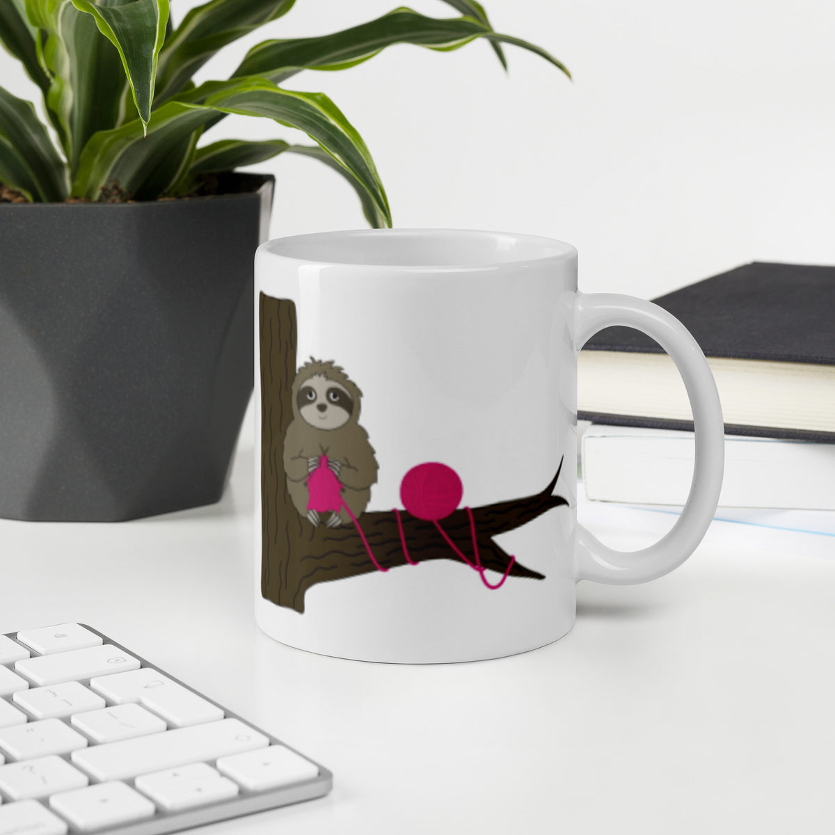 Slow Knitters Unite! - Sloth White Glossy Mug